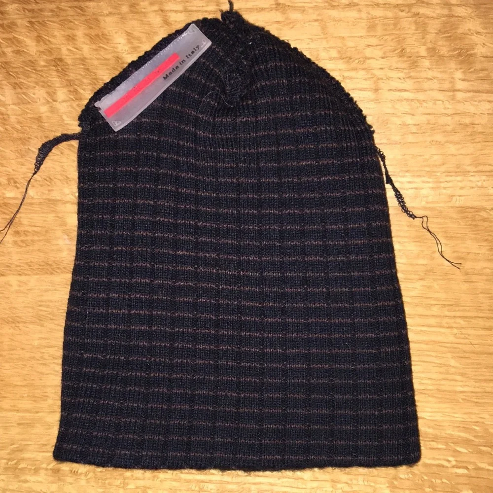 Vintage 90s PRADA Sport ribbed knitted beanie hat unisex